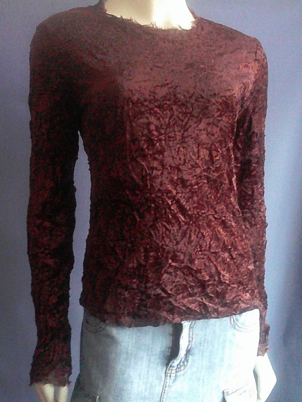Kisca by Komarov Brown Crushed Velvet Top 2 Med